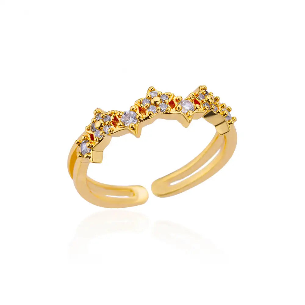 Zirkon Blumenform Ringe für Frauen Edelstahl Offener Ring Mode Koreanischer Neuer Hochzeitsschmuck Geschenk