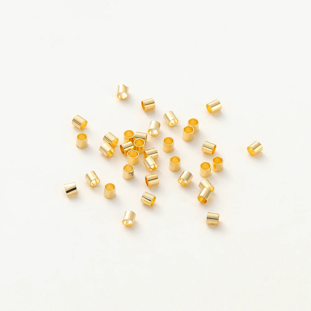 100 Stück/Los 1,5/2/2,5 mm 14K/18K Vergoldete Messing-Positionierungsperlen für DIY Armband Halskette Schmuckherstellungszubehör