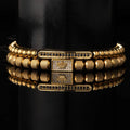 1 Set Edelstahl Armband Ananas Perle Krone mit Zirkon Weberei Verstellbares Armband Set Trendige Mode-Accessoires