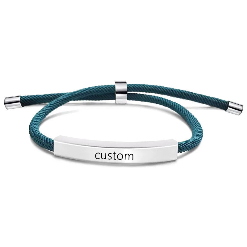 Personalisiertes Herrenarmband, verstellbarer Armreif, Edelstahl, Name, beliebiger Text graviertes Armband, Geburtstagsgeschenk für Ihn