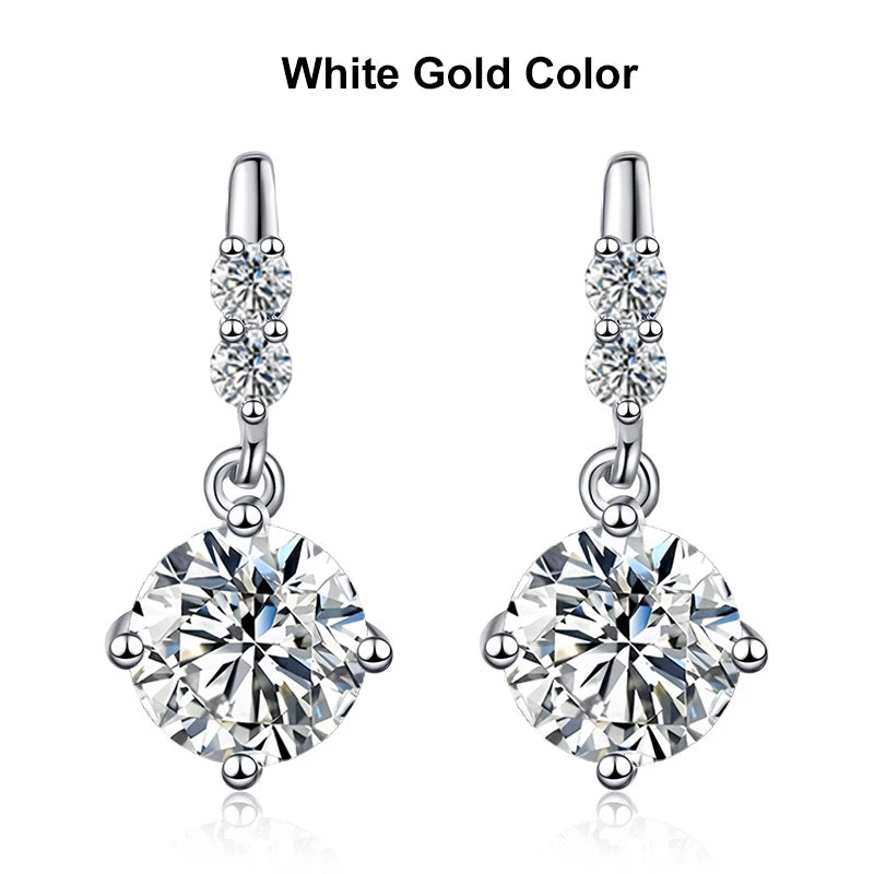 NeeTim 1ct Moissanit Tropfenohrringe S925 Sterlingsilber mit vergoldeten Creolen Hochzeit Party Schmuck mit Zertifikat