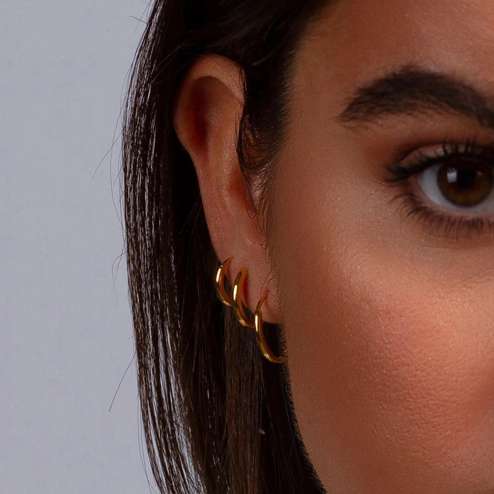 Minimalistische Edelstahl Runde Ohrringe für Damen Trendige Geometrische Hängende Statement-Ohrringe Party Modeschmuck Geschenk