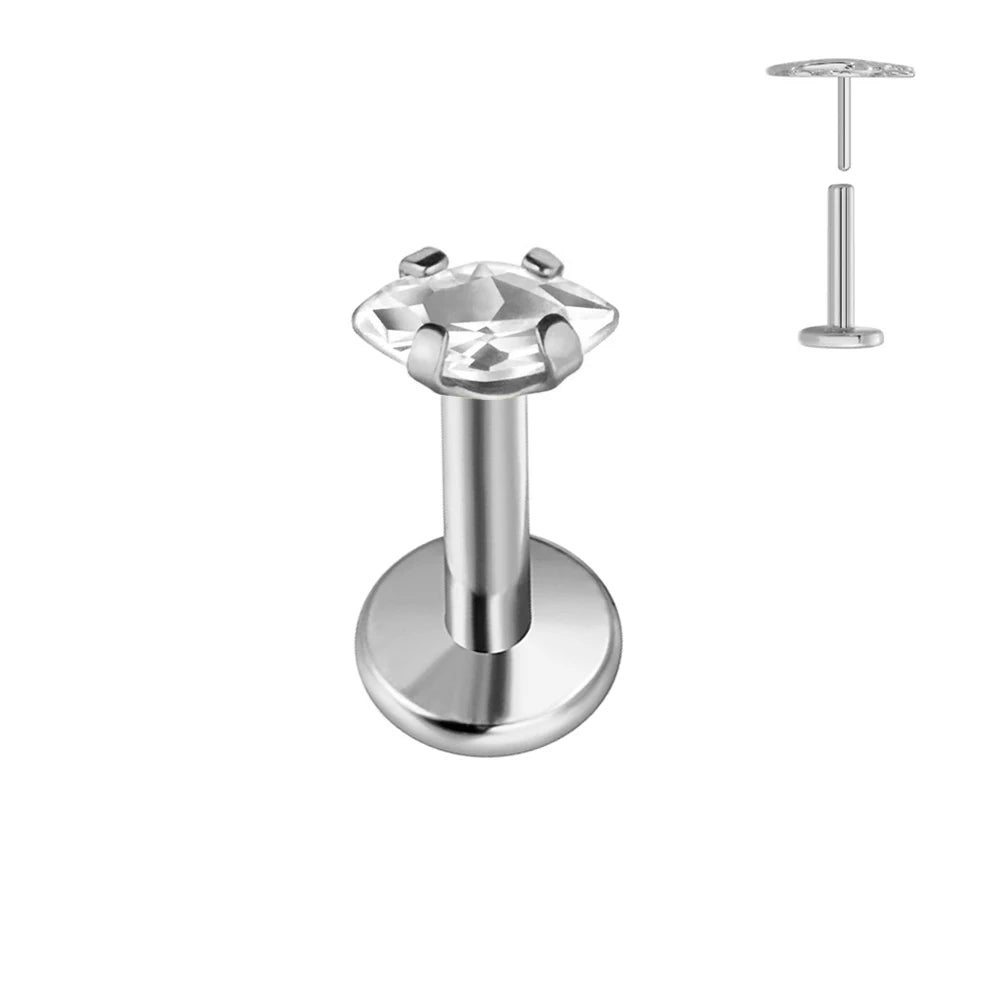 100 % G23 Titan Horse Eyes CZ Labret Piercing Push-in Multicolor Tragus Ohrstecker Gewindelos Knorpel Körperschmuck