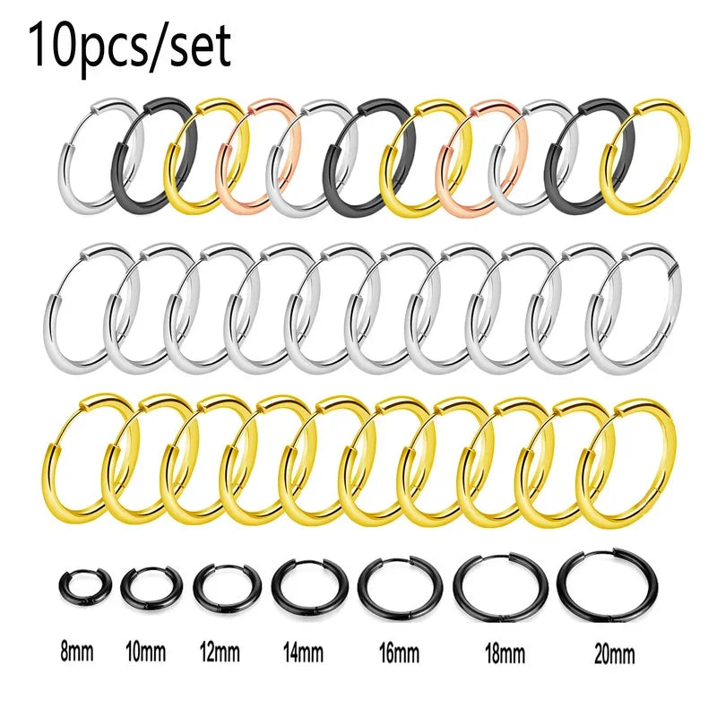 10/20 Stücke Minimalistische 316L Edelstahl Kleine Creolen Für Frauen Männer Klassische Runde Ohrringe Mode Ohrpiercing Schmuck