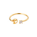 A-Z Initial Letter Open Rings for Women Stainless Steel Gold Color Zircon Adjustable Ring Trendy Couple Wedding Jewelry Gift