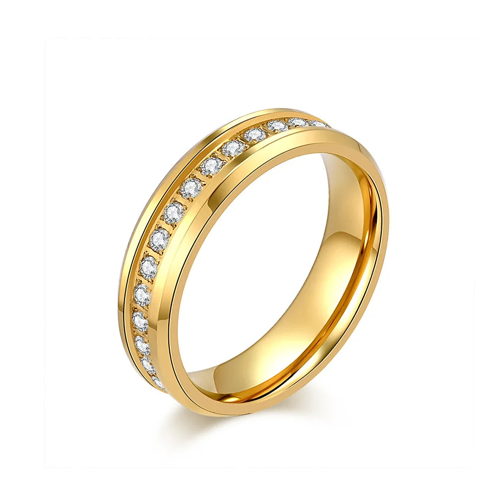 6mm Edelstahl-Ring mit CZ-Rille für Damen und Herren, Größen 5-10