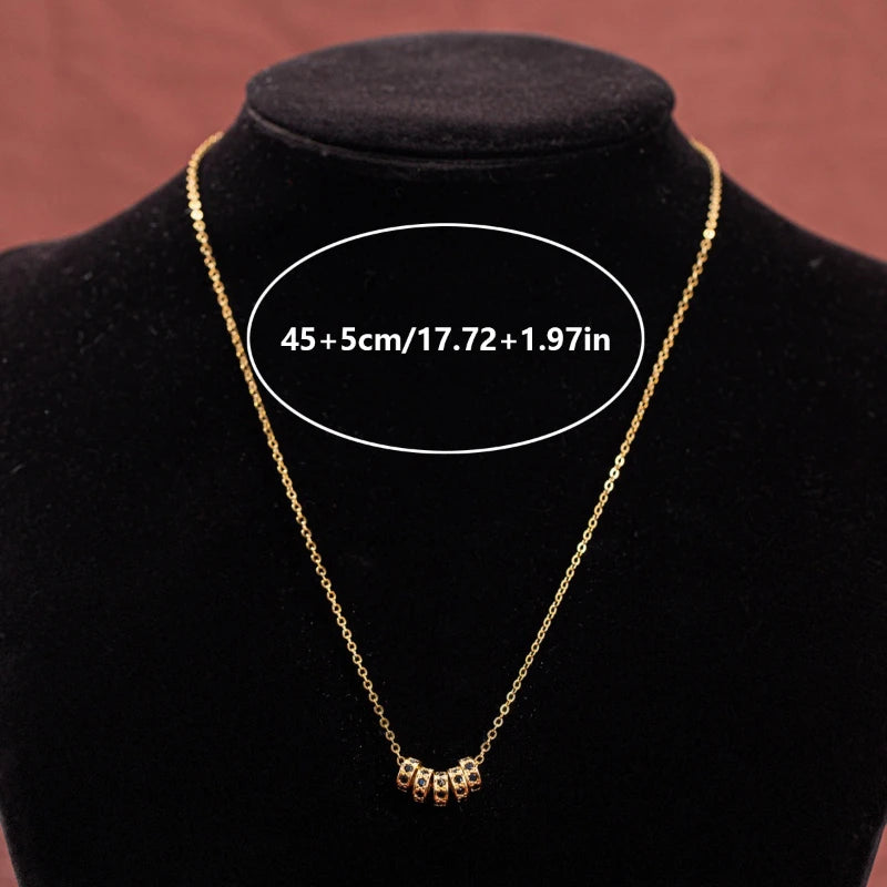 1pcs Gold Five Round Perforated Pendant Necklace Women's Trendy Minimalist Jewelry Versatile Adjustable Necklace Pendant