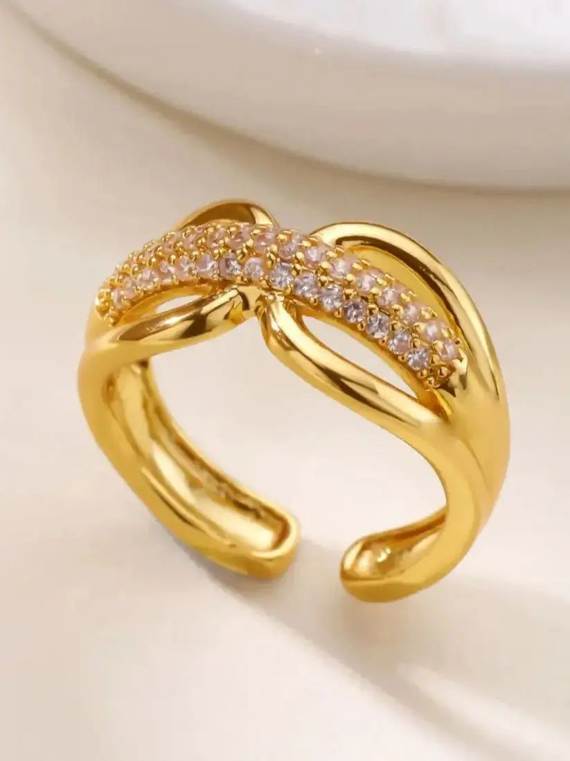 Zirkon Stern Knoten Ringe Für Frauen Gold Farbe Edelstahl Geometrische Verstellbare Fingerringe Hochzeit Paar Schmuck Geschenke