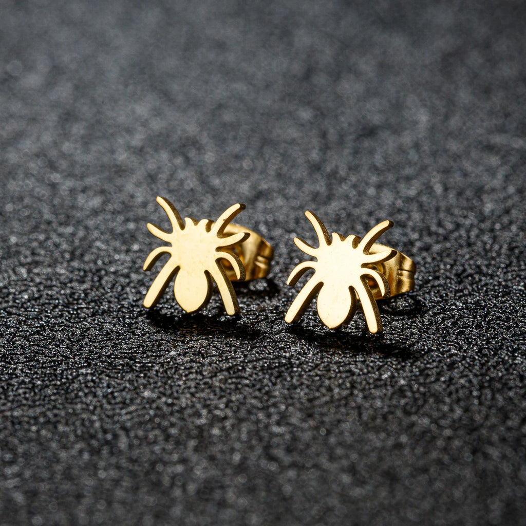 Horror Halloween Fledermaus Spinne Trendige Ohrringe Damen 2024 Schwarz Edelstahl Ohrstecker Totenkopf Punk Schmuck Party Geschenke