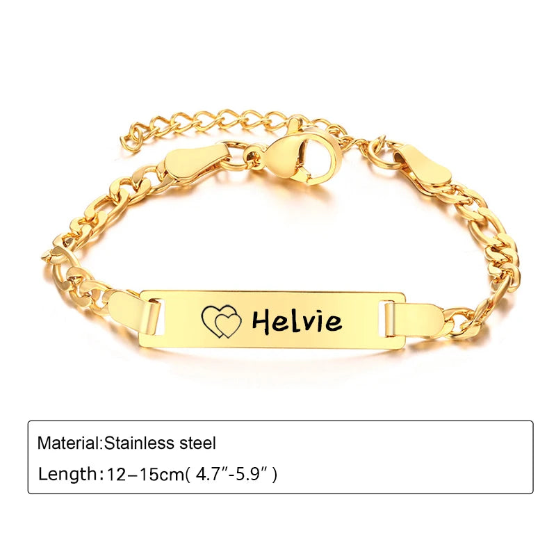Personalisierte Baby Namen Armbänder 14K Vergoldet Benutzerdefinierte ID Armbänder für Mädchen Jungen Individuelle Text Armbänder Neugeborenen Geschenk