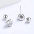 925er Sterlingsilber Zirkon runde Perle Gewinde-Ohrstecker, Damen Schraub-Ohrstecker, schlicht und modisch