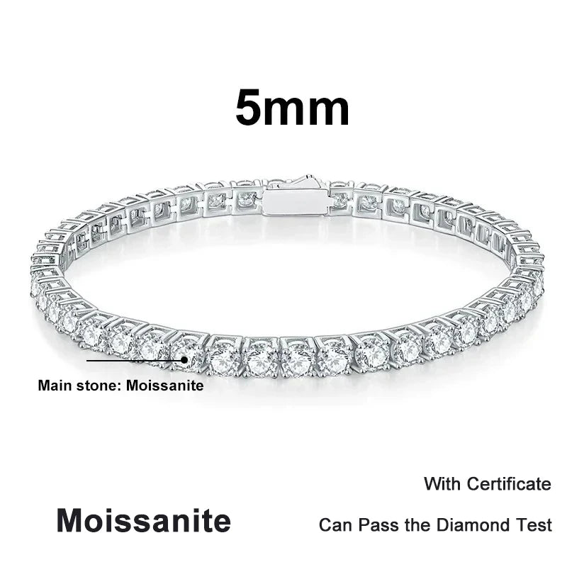 NeeTim 3mm 4mm 5mm 6.5mm Moissanit Tennisarmband Original s925 Sterling Silber Labor Diamant Armbänder für Frauen Männer Ketten