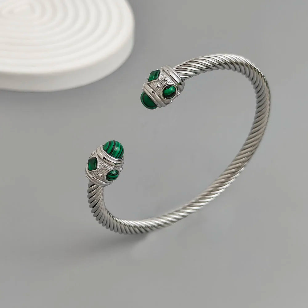 Originales Armband aus Stahldraht, gedreht, mit Saphir, aus Edelstahl, für Damen, wasserdicht und rostfrei, Partnerarmband