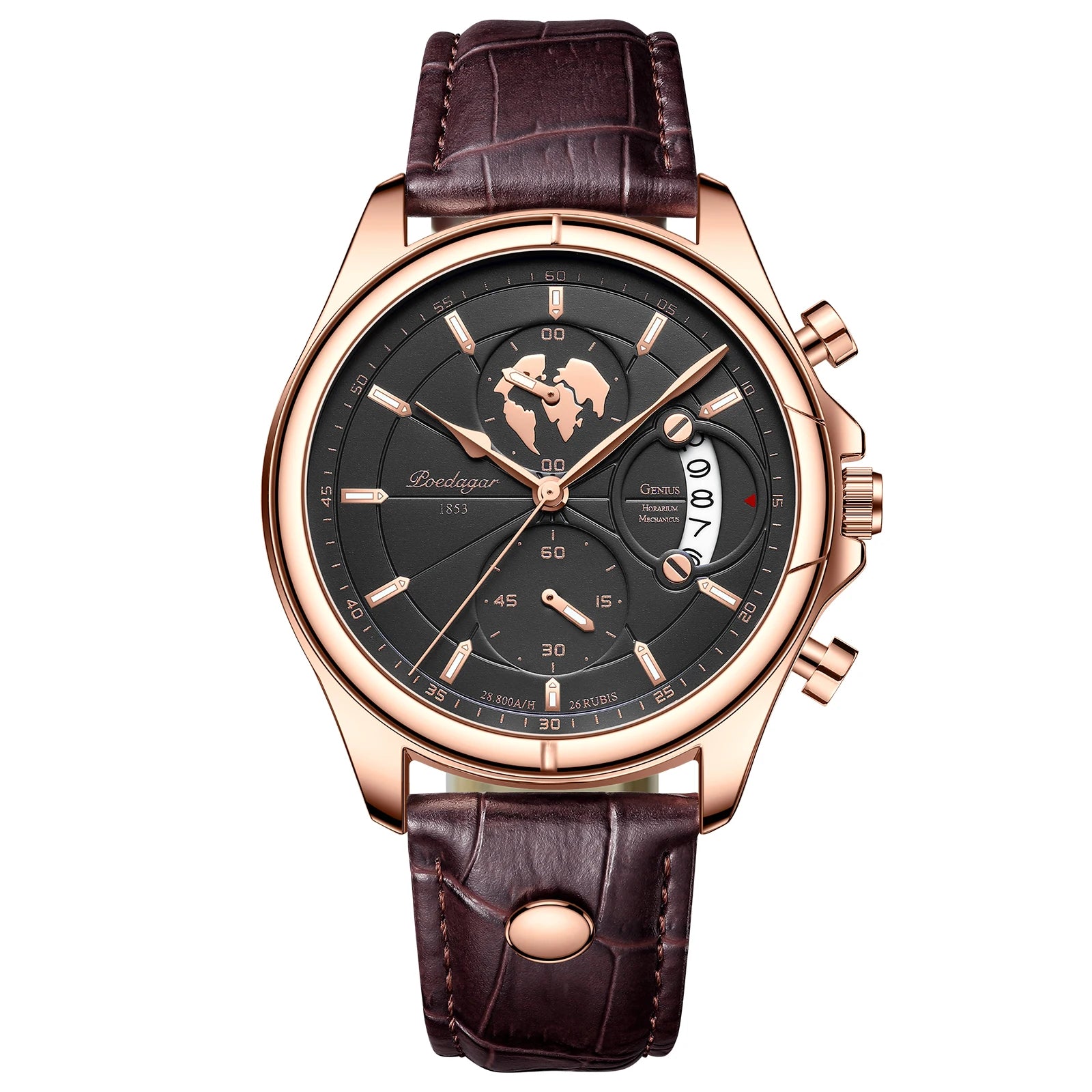 POEDAGAR Lujo Hombre Reloj de Pulsera Cronógrafo Fecha Impermeable Cuero Reloj Hombre Casual Cuarzo Relojes de Hombre Deportes Reloj Masculino