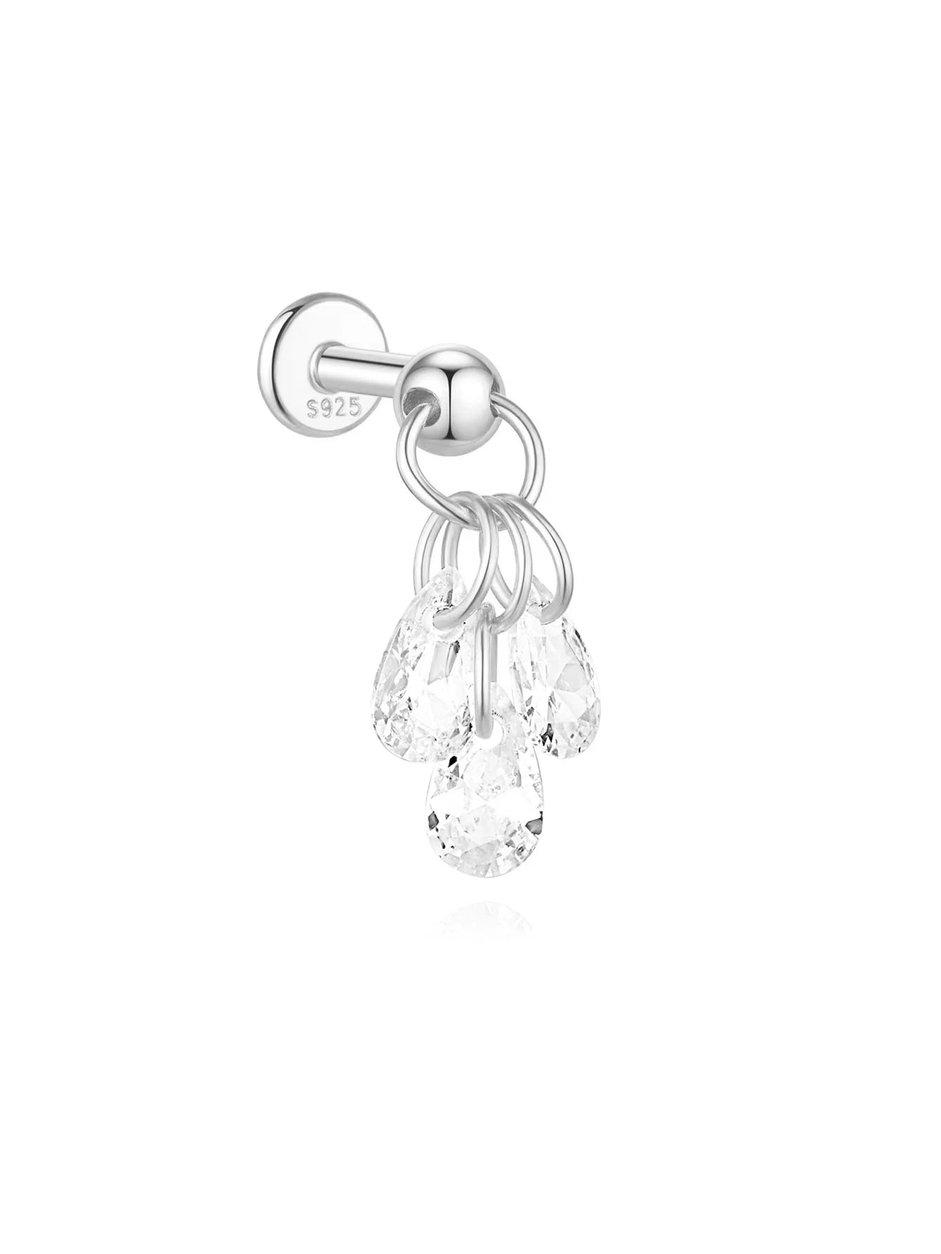 CANNER 1PC Vier-Punkt-Stern Mond Quaste Lotus Knorpel Spirale Piercing 925 Sterlingsilber Ohrstecker Für Frauen Ins Ohrring