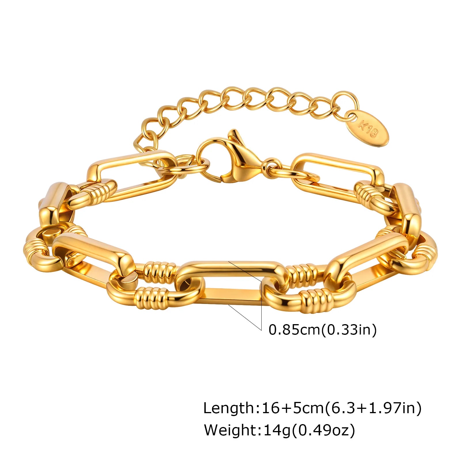 Massive klobige Toggle-Armbänder für Damen, Edelstahl OT-Verschluss-Gliederkettenarmband, vergoldet, anlaufgeschützt