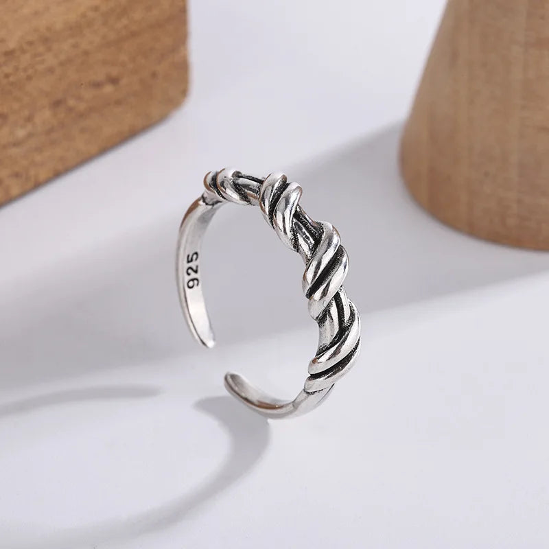 925 Sterling Silber gewundene verstellbare Ringe für Damen Hochzeit Luxus Schmuck Großhandel
