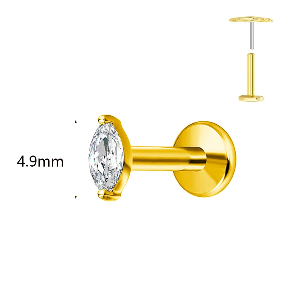 ASTM F136 G23 Titan Hasenohren Piercing Ohrstecker Push-In Threadless Labret 16/18/20G Knorpel Körperschmuck
