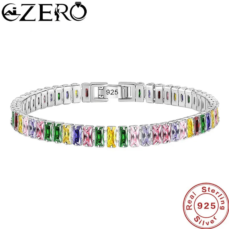 Heißer Verkauf 925 Sterling Silber Armband Edle Farbe Kristall Hand für Frauen Charm Hochzeit Designer Schmuck Geschenk Party 18cm