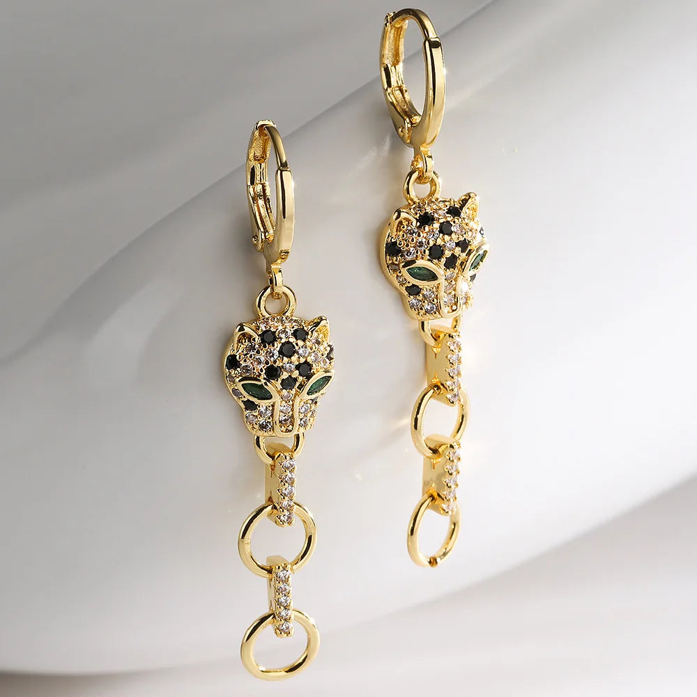 NEWBUY Fashion Gold Color Animal Dangle Earrings For Women Unique Design Leopard Earring Statement Female Party Jewelry