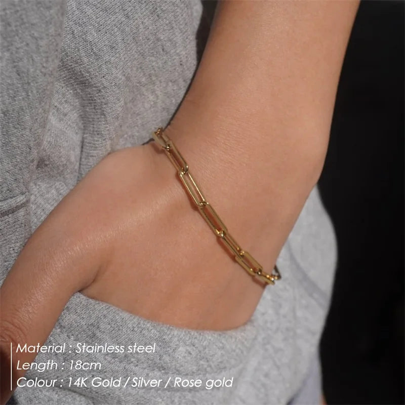 Armband für Damen, Curb Cuban Link Chain, Edelstahl, Damenarmbänder, Ketten, Davieslee Schmuck