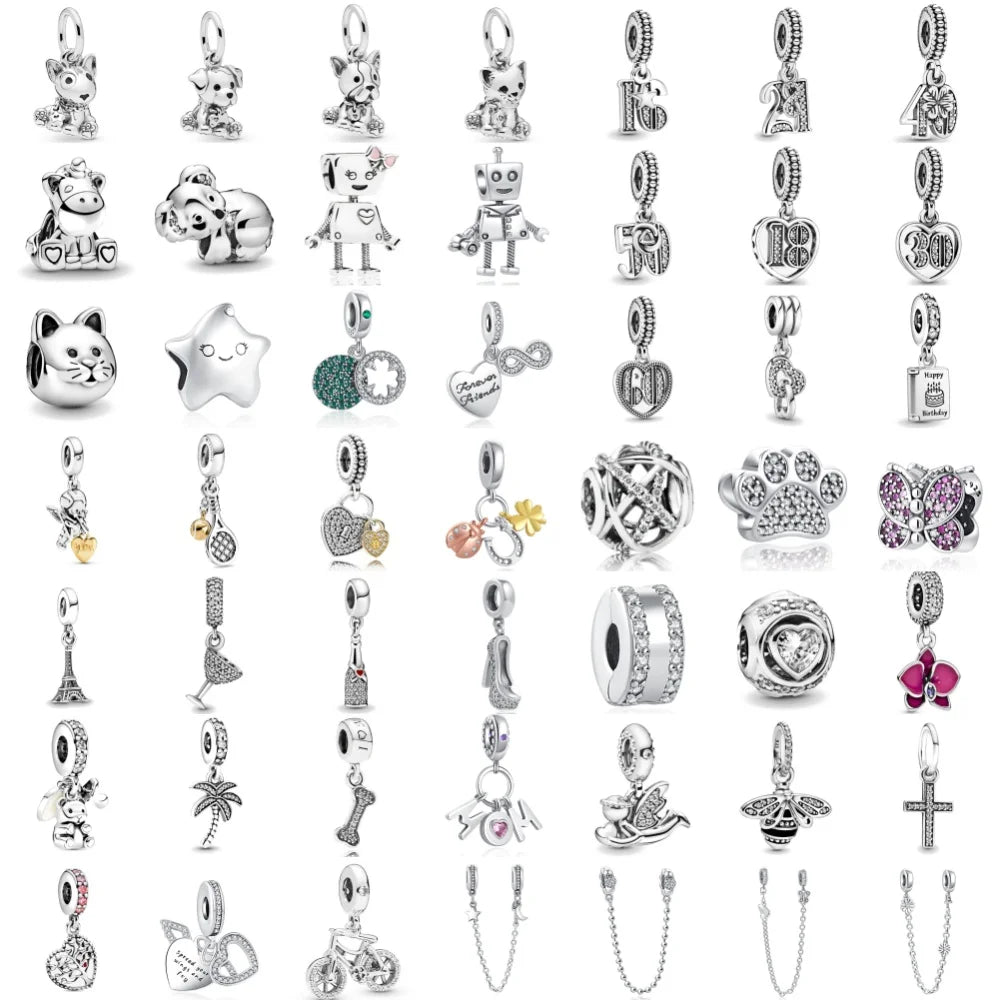 2026 Neue S925 Silber Roboter Kreuz Digital Anhänger, Geeignet für Original Armbänder, DIY Zubehör, Damen Charms Schmuck Geschenke