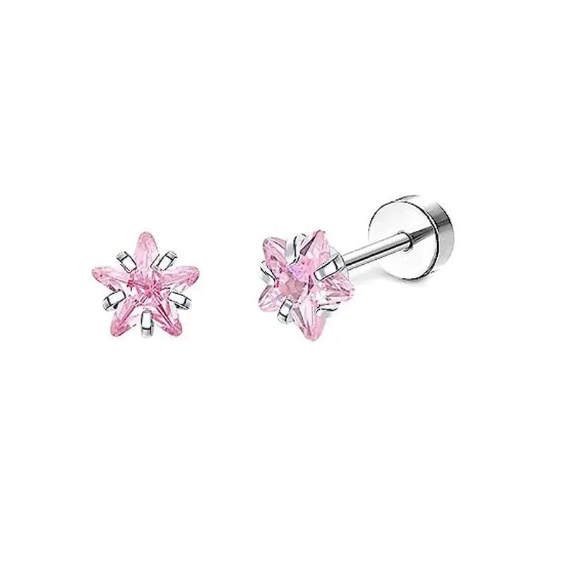 2er-Set Edelstahl Herz-Mond-Ohrstecker Schraubkugel-Ohrstecker für Frauen Mode Ohr Tragus Knorpel Piercing