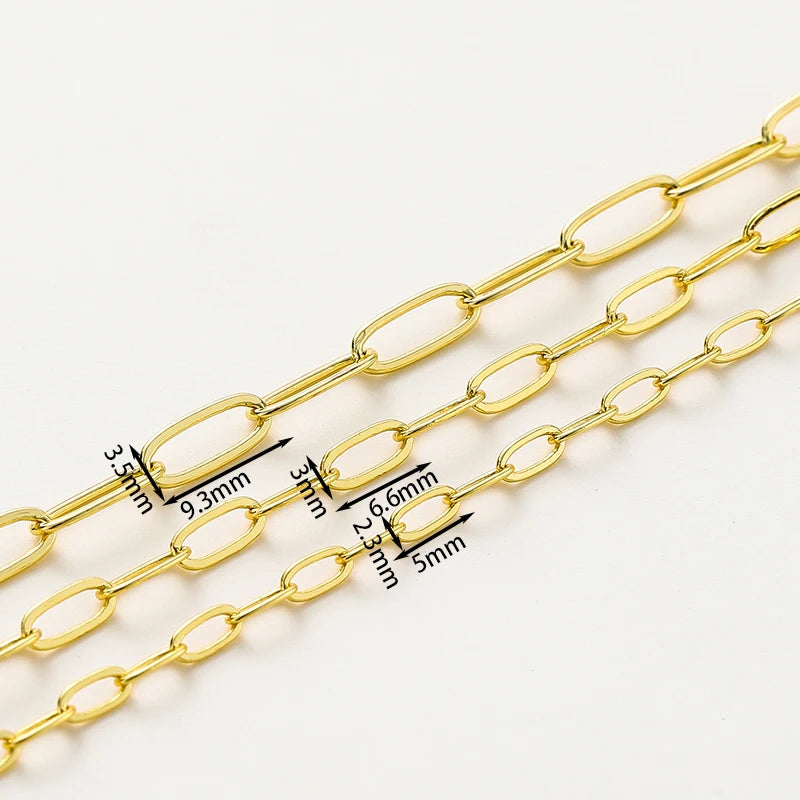 1 metro/lote de cadenas de eslabones redondos de metal chapado en oro de 14K y 18K para hacer joyas, accesorios de joyería para manualidades
