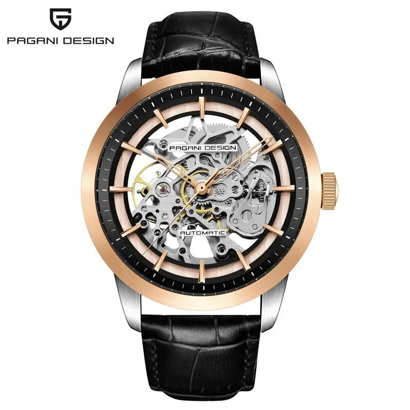 PAGANI DESIGN Reloj de Hombre de Negocios Lujo Esqueleto Hueco Correa de Cuero Reloj de Pulsera Masculino Nuevo Reloj Mecánico Masculino Relogio Masculino
