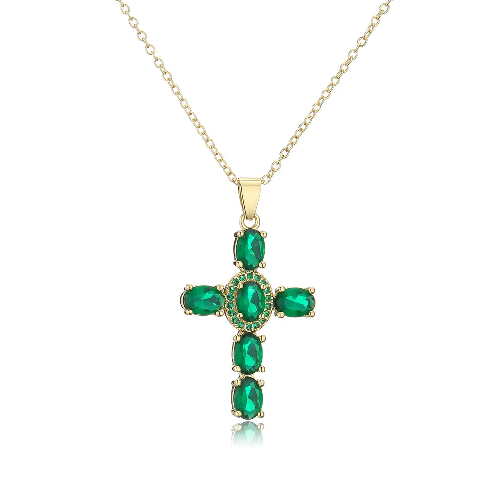 NEWBUY Classic Design Cross Pendant Necklace For Women 2026 Hot Sale Luxury AAA Cubic Zirconia Crystal Christian Jewelry Gift