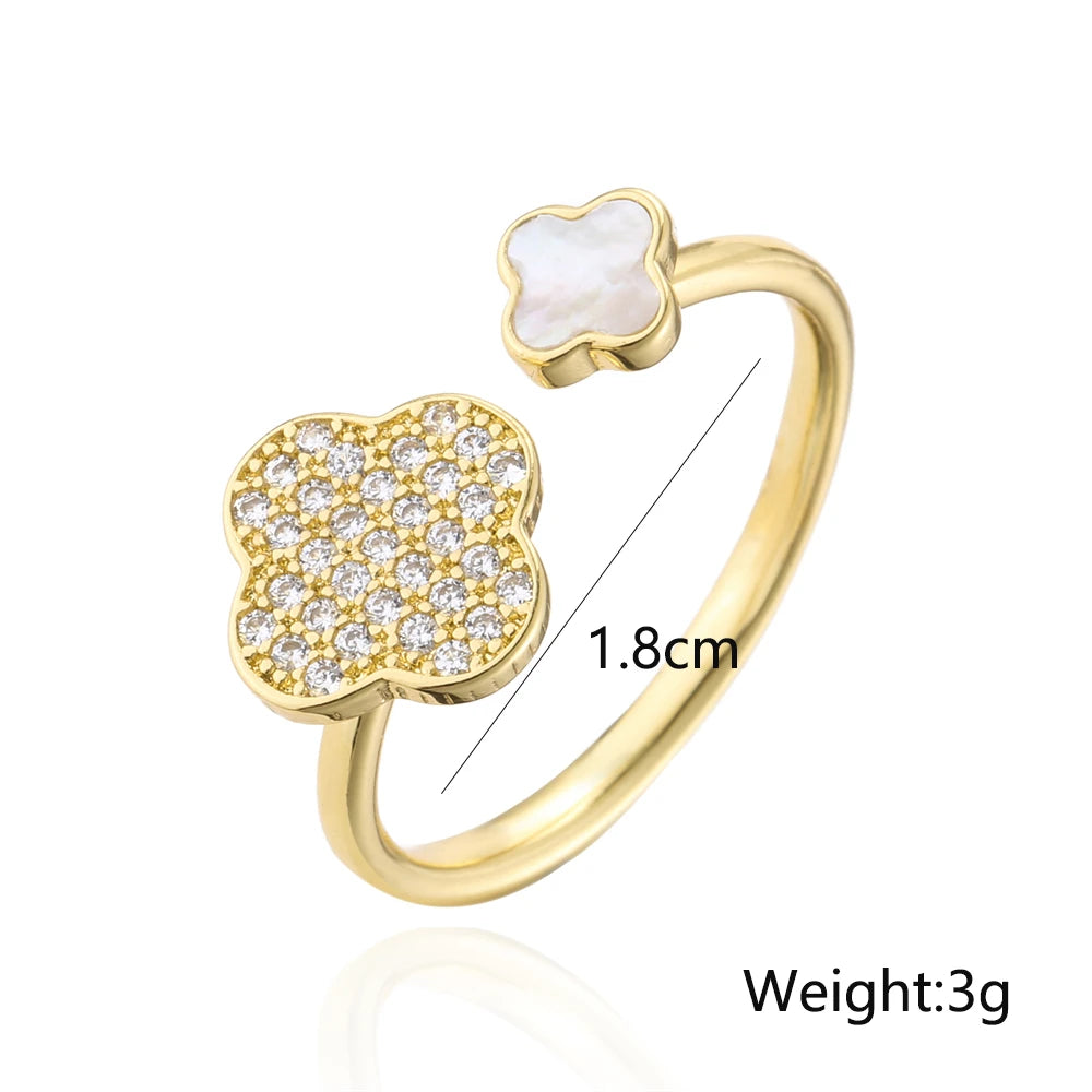 NEWBUY Hot Sale Statement Blüten-Design Offener Ehering für Frauen Luxus AAA CZ Zirkonia Verlobungsschmuck Femme Bijoux