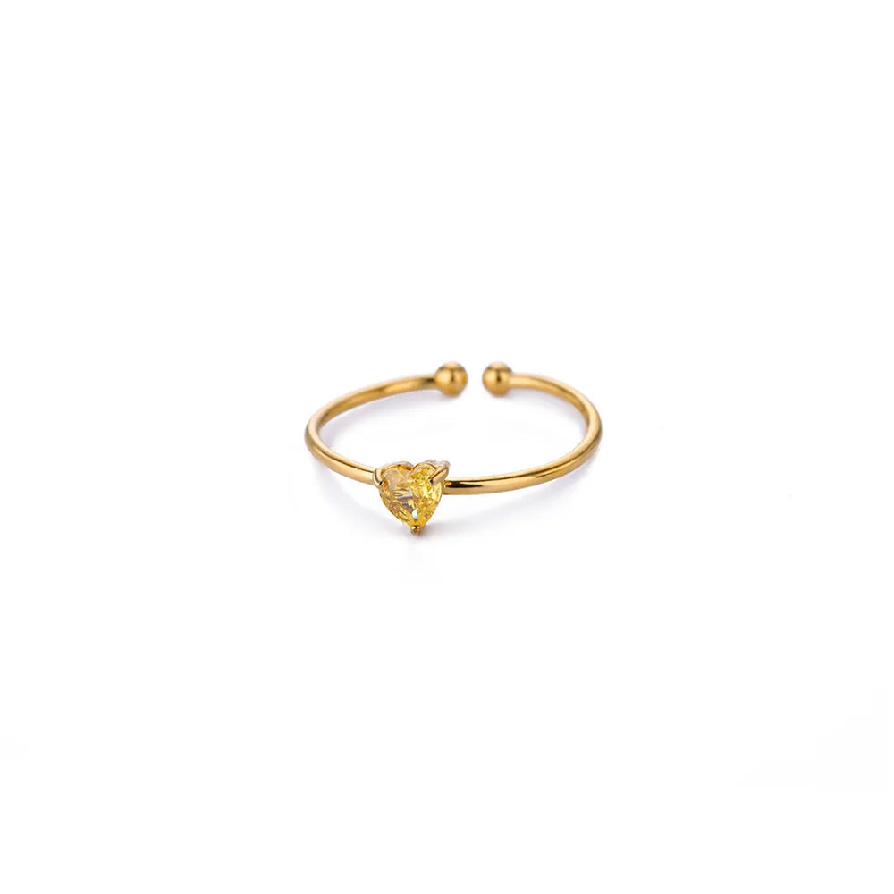 2025 Geburt Bunte Zirkonia Herz Öffnungsringe für Frauen Mode Zierliche Edelstahl Prinzessin Ring Schmuck Hochzeit Geschenk