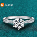 NeeTim Echter 3 Karat Moissanit-Verlobungsring für Damen, 925er Sterlingsilber, runder Brillant, Labor-Diamant-Verlobungsringe Geschenk