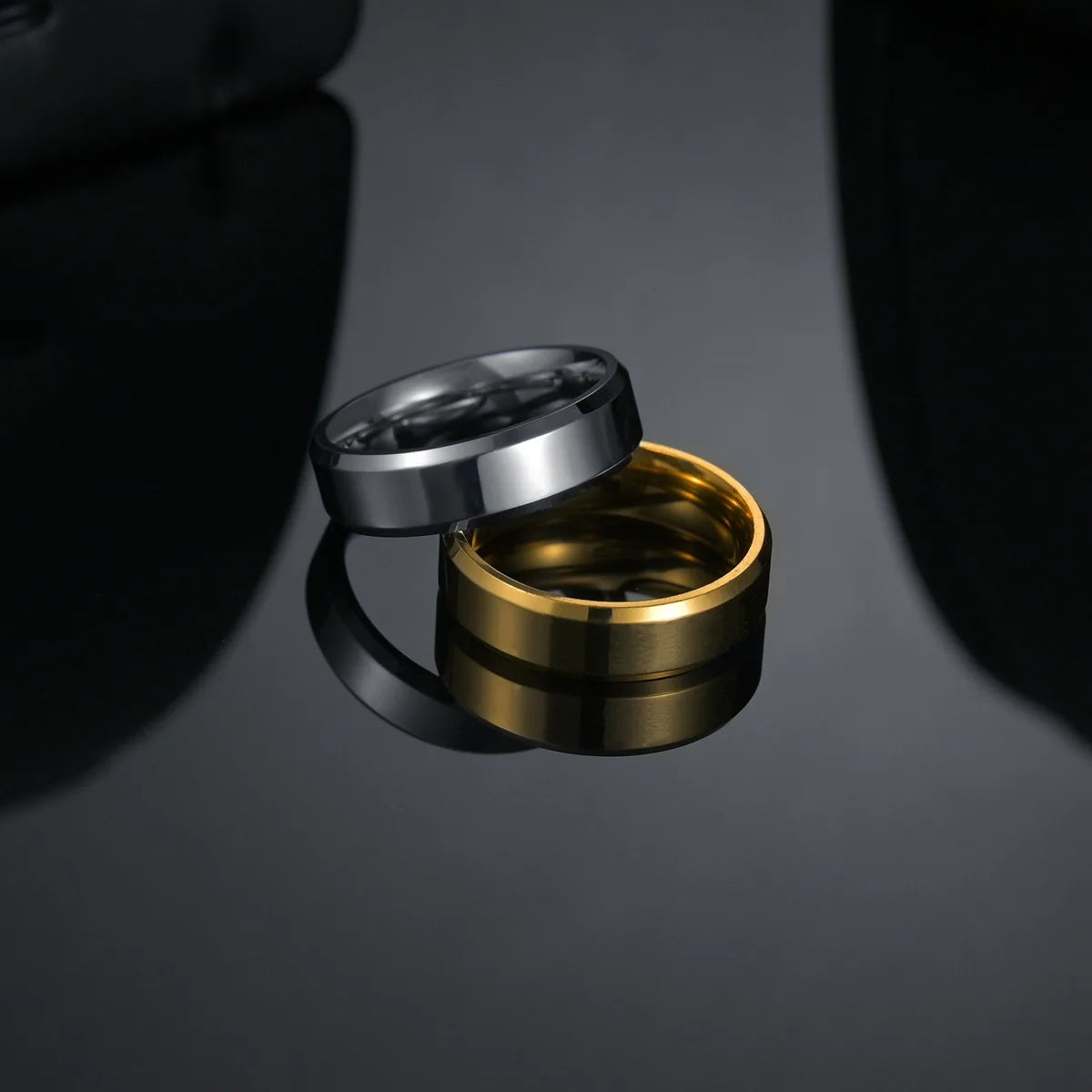 Stainless Steel Black Rings for Women Wedding Rings Men Jewelry Width 6mm Custom engraving name Logo