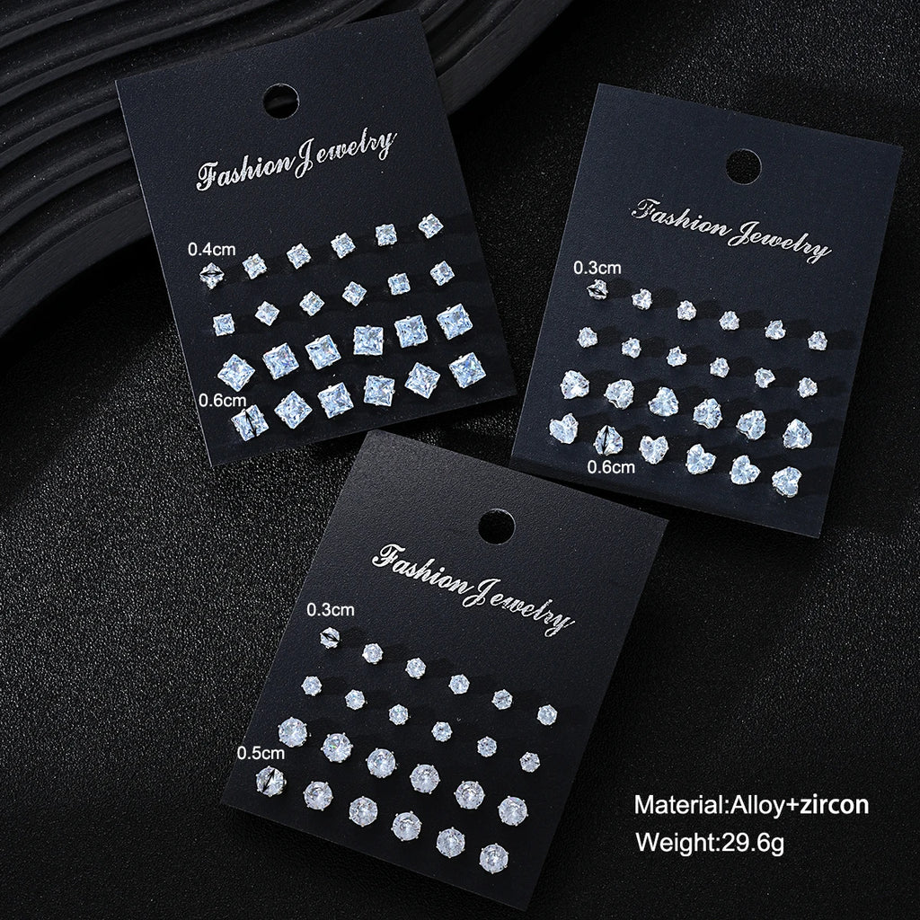 36 Paar Einfache Glänzende Strass Ohrstecker Set für Damen Mode Kristall Zirkon Perlen Ohrringe Neue Schmuck Accessoires Geschenke