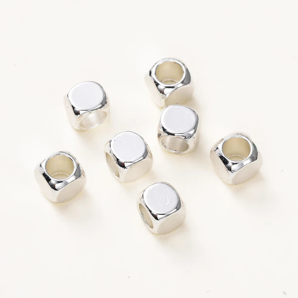 50 Stück/Los 14K 18K Gold Messing Würfel Vierkant Spacer Beads Lose Charm Perlen für DIY Armbänder Halskette Schmuckherstellung Zubehör