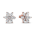Roségoldfarbene 925er Sterling Silber Blumenohrstecker, Passend für Frauen Festival Weihnachtsgeschenke Charm Schmuck