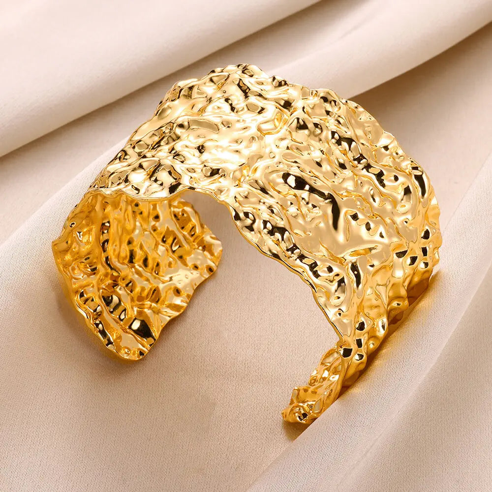 Vintage unregelmäßiges Armband für Frauen, Edelstahl, Goldfarbe, offener Armreif, exquisite Luxus-Schmuckgeschenk pulseras bijoux