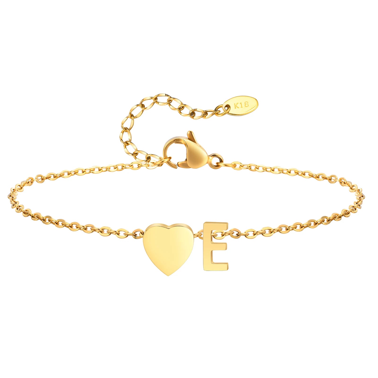 Damen Herz Anfangs-Fußkettchen Armbänder Verstellbarer Strand Schmuck Hypoallergener Edelstahl Personalisierte Namens Fußkette Fußkettchen