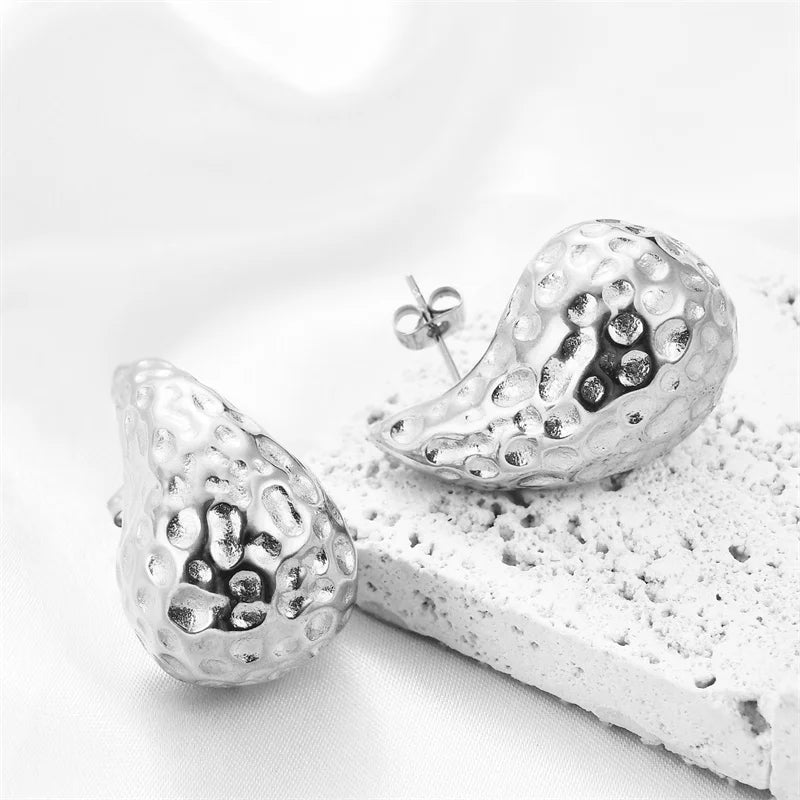 Vintage Chunky Dome Drop-Ohrringe für Damen, vergoldet, aus Edelstahl, dicke tropfenförmige Ohrringe, Statement-Hochzeitsschmuckgeschenke