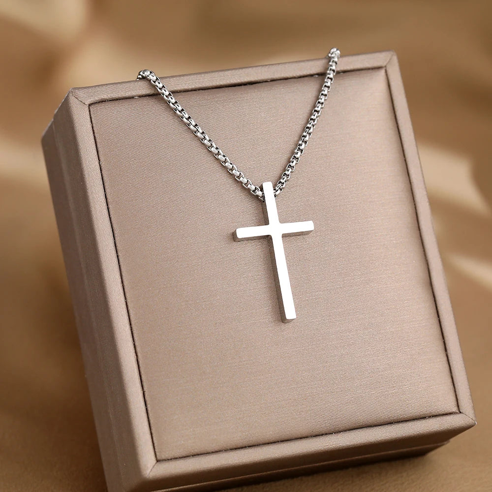 Cross Necklaces Streetwear Grunge Y2K Pendants Male Chains Christian Choker Fashion Stainless Steel Necklace For Women Jewelry