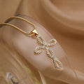 NEWBUY 2025 New Coming Cross Pendant Necklace For Women Gold Color Copper Jewelry Full CZ Zircon Inlay