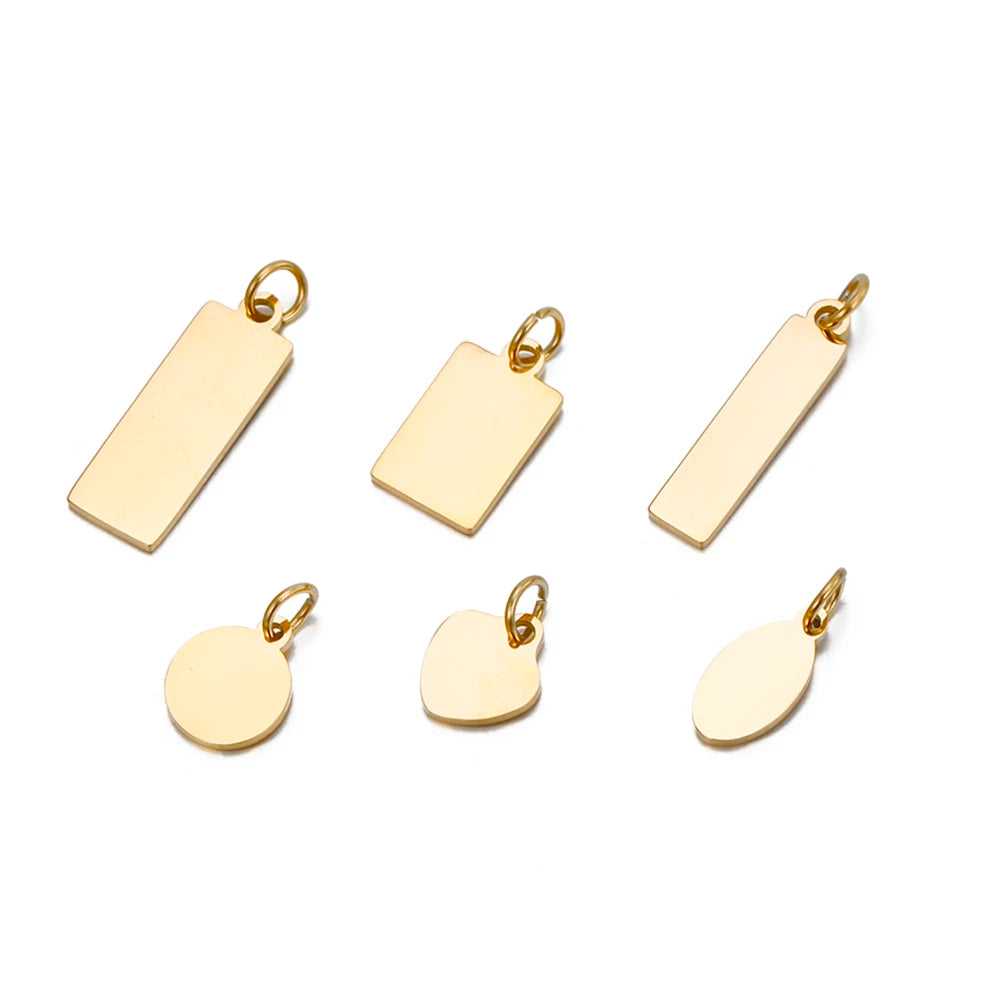10PCS Anhänger mit individuellem Logo Edelstahl Charms für Halsketten Armbänder 6 Größen zur Auswahl