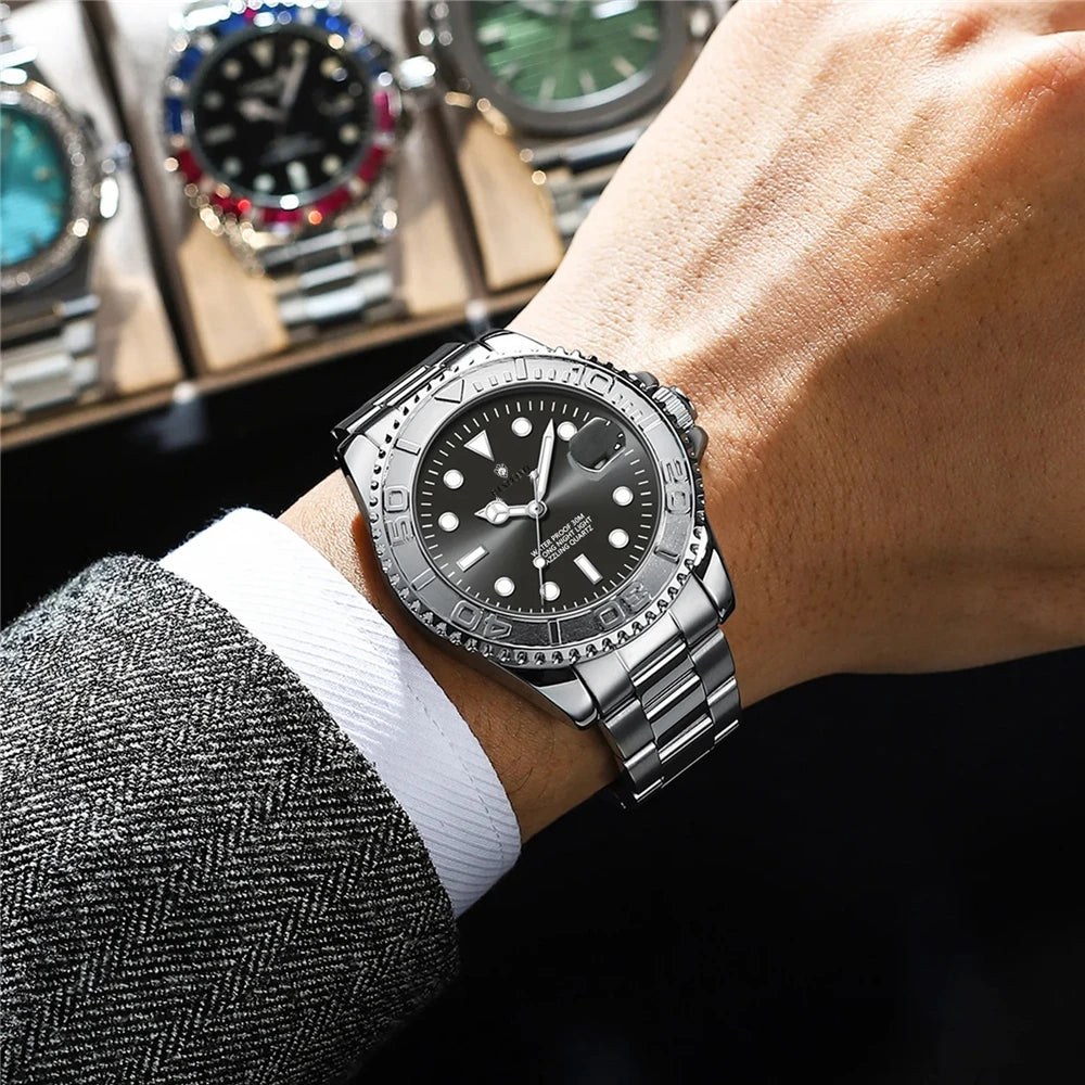 Nuevo Reloj Automático para Hombre, Bisel Deportivo, Digital Gris, Relojes de Lujo para Hombre, Relojes de Pulsera de Cuarzo de Moda, Regalos para Hombre, Todo por 1 Real