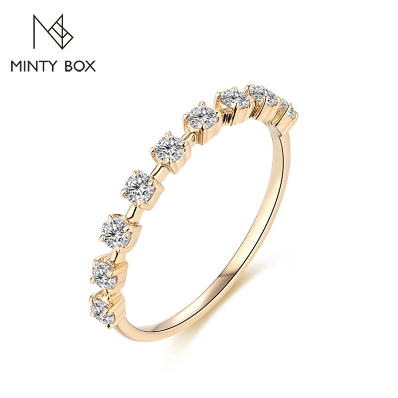 MINTYBOX Anillo de Moissanita de Plata 925 con Baño de Oro Amarillo de 10K 14K, Color D VVS1, para Compromiso o Boda, para Mujer