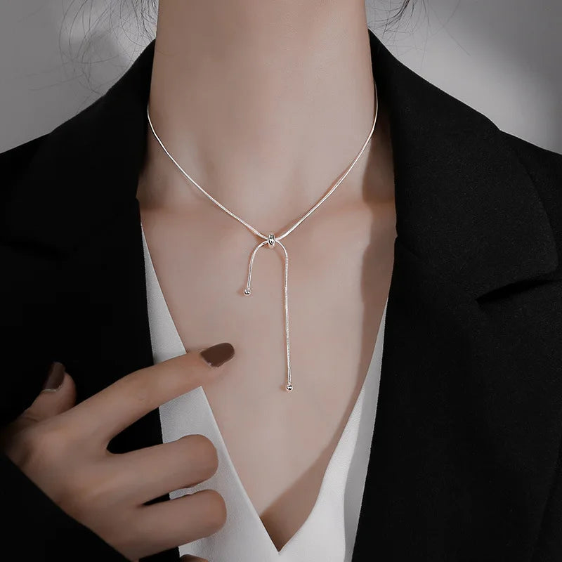 Collares de cadena de serpiente de plata de ley 925 para mujer, joyería de lujo, exquisitos, elegantes, dijes estéticos, accesorios de plata 925