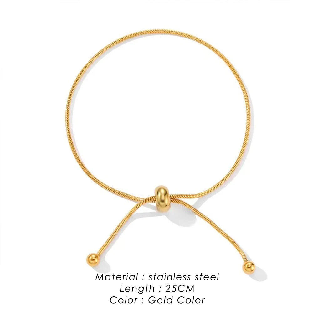 KOREANISCHES Verstellbares Edelstahlarmband für Frauen Mädchen Männer Hochwertiges Design Goldfarbene Schlangenkette Schmuck Großhandel