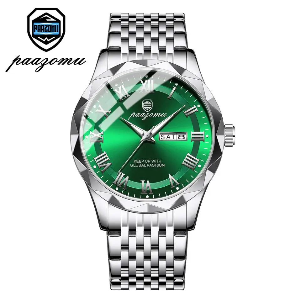 PAAZOMU Top Original Reloj de Hombre Impermeable Luminoso con Fecha Rectangular Reloj de Pulsera para Hombre Malla de Acero Inoxidable Relojes de Cuarzo para Hombre