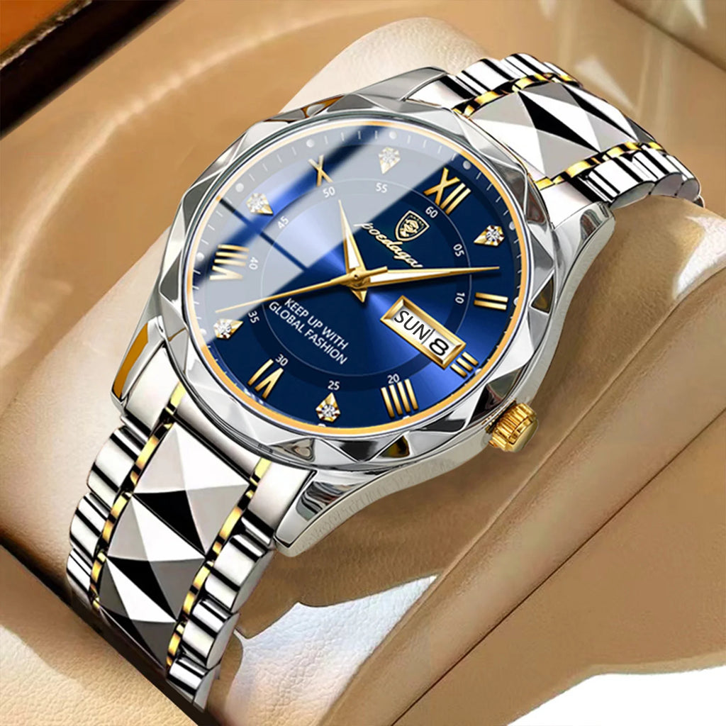 POEDAGAR Relojes de Lujo para Hombre, Impermeables de Acero Inoxidable, Luminosos, Reloj de Pulsera para Hombre, Fecha, Semana, Deportivo, Reloj de Cuarzo para Hombre, Reloj