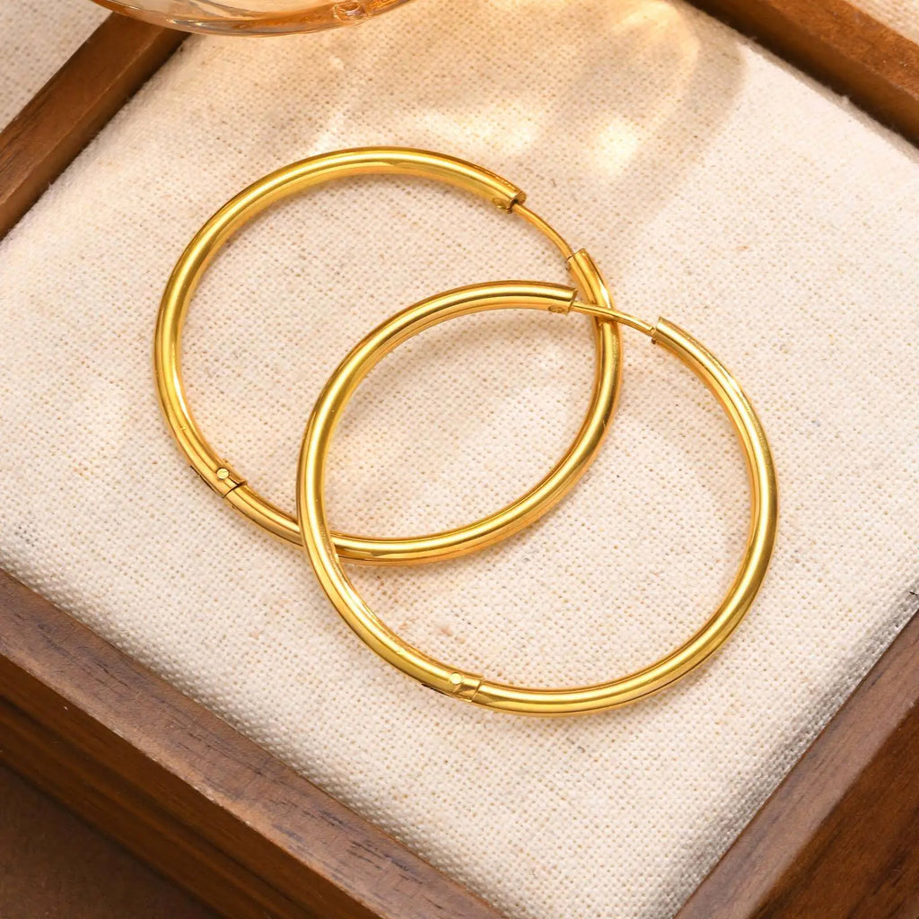 Pendientes de aro circulares minimalistas para mujer, sencillos aros redondos de acero inoxidable